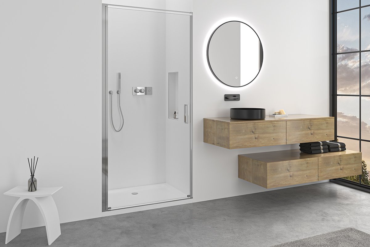 Sprchové otočné dveře Porte L/P - 8 mm - chrom, transparentní sklo