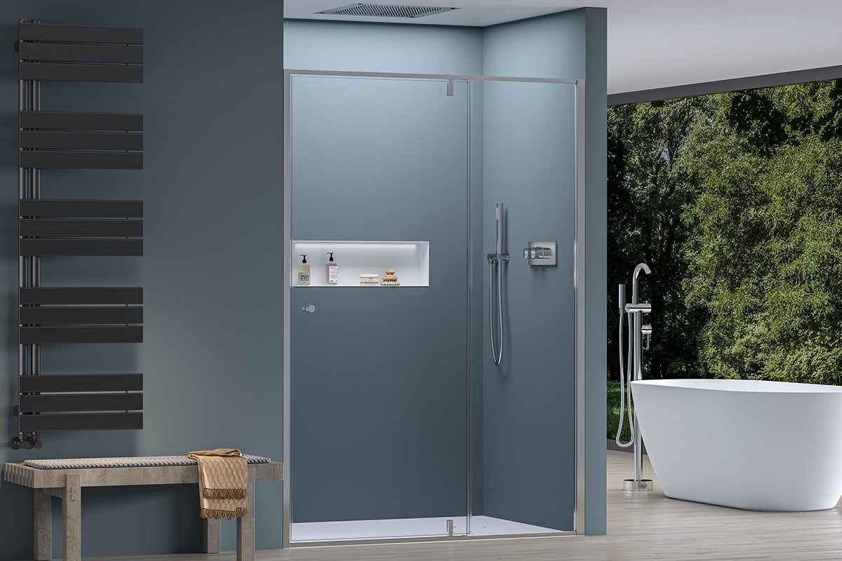 Sprchové pivotové dveře Santini L/P - 6 mm - chrom, transparentní sklo