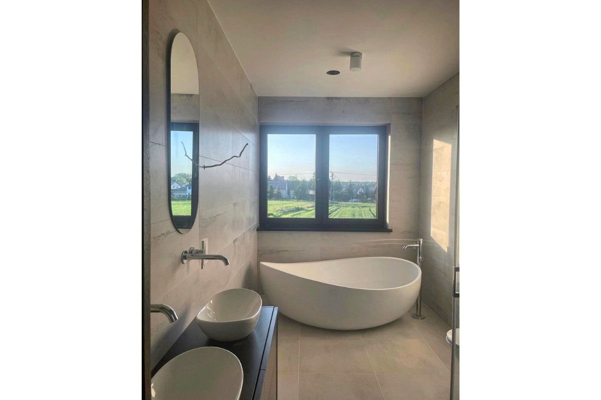 CERANO - Volně stojící vana z litého mramoru Valentina - bílá matná