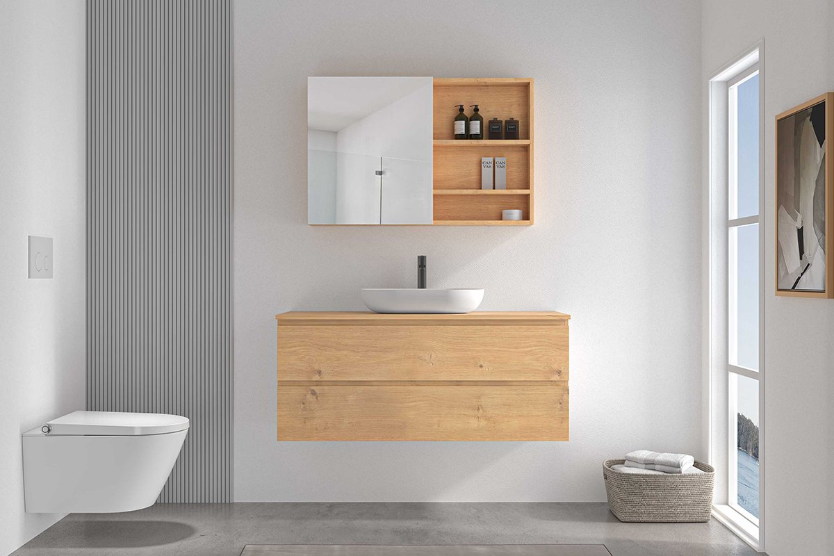 Koupelnová zrcadlová skříňka Orea - dub medový