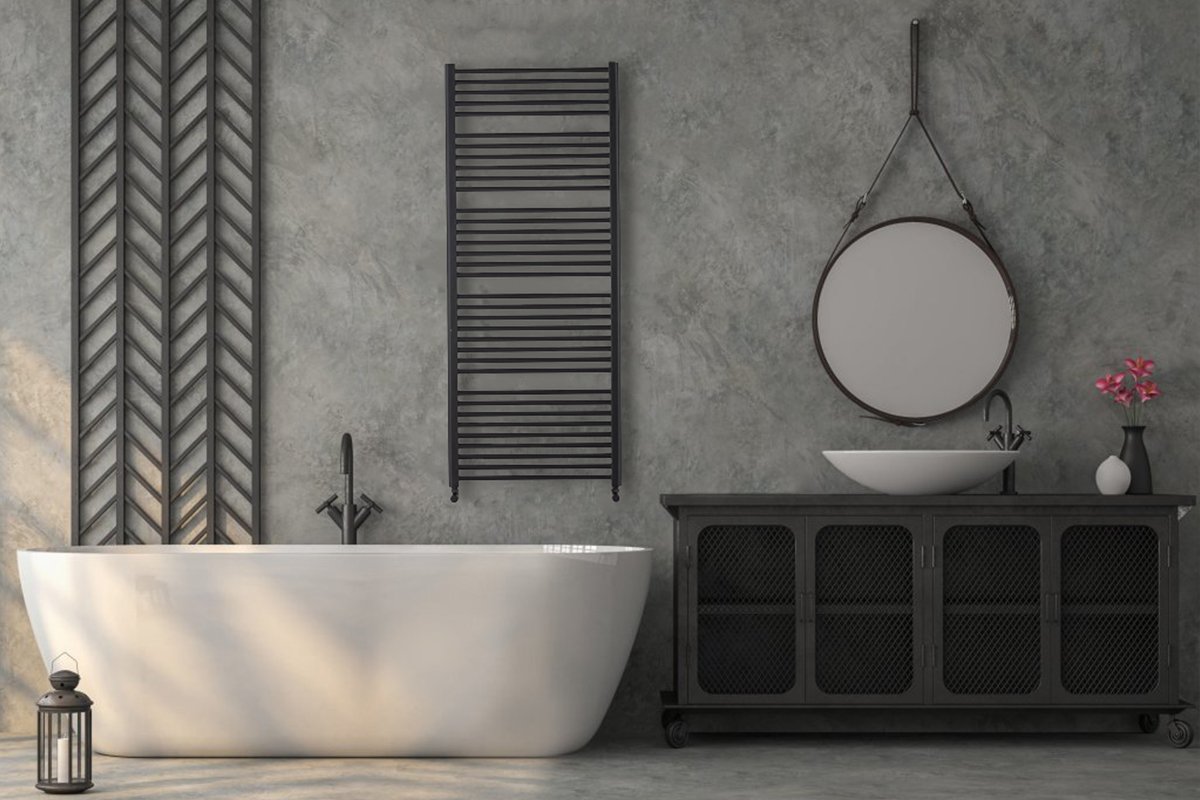 Koupelnový radiátor Alberto - boční připojení - 999W - černá matná