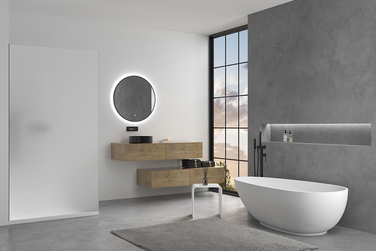 Sprchová zástěna Walk-in Crystal L/P - 8 mm - bezvzpěrový systém - černá matná, mléčné sklo