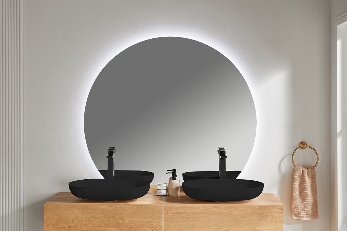 Umyvadlo z litého mramoru Lyra - na desku - černá matná