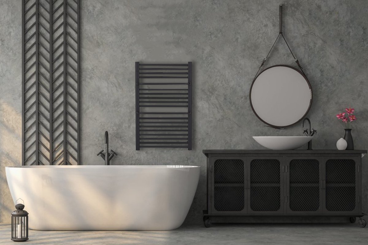 Koupelnový radiátor Antonio - boční připojení - 484W - černá matná