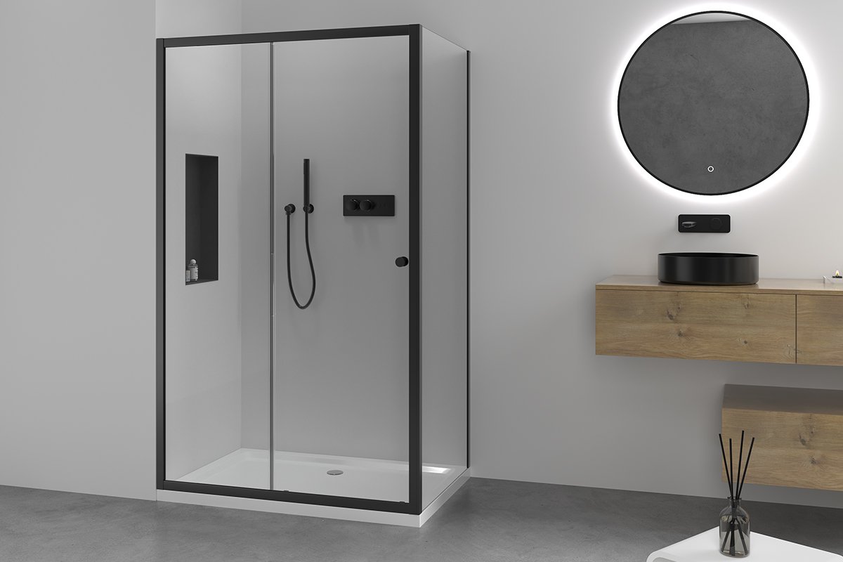 Sprchový kout Varone POINT L/P - černá matná, transparentní sklo
